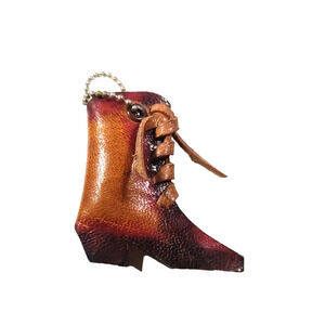 Leather Boot Money Hider Keychain Southwestern